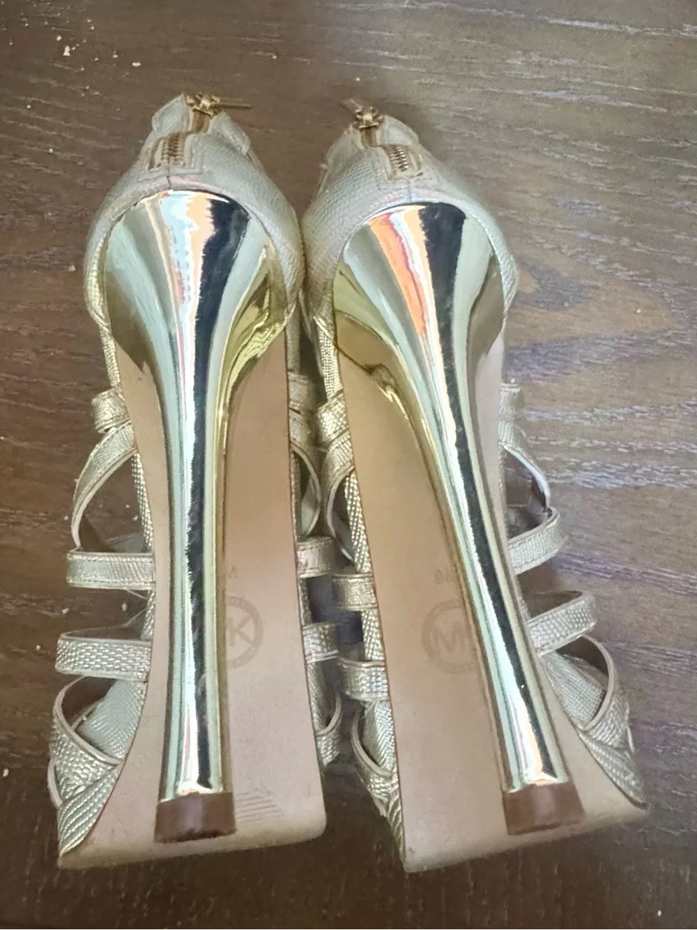 Michael Kors Strappy Metallic Gold High Heel Sandals for Women